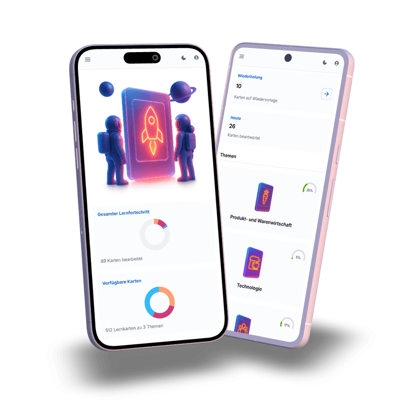 Mobile Screenshots der Lernapp